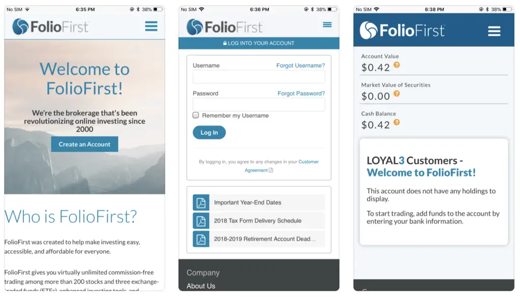 folio investing mobile app screenshots