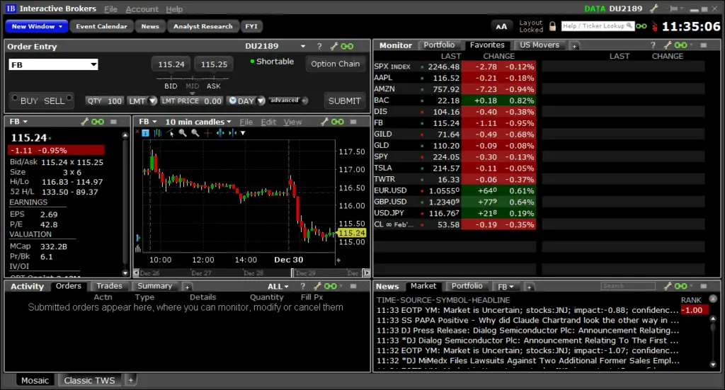 interactive brokers interface screenshot