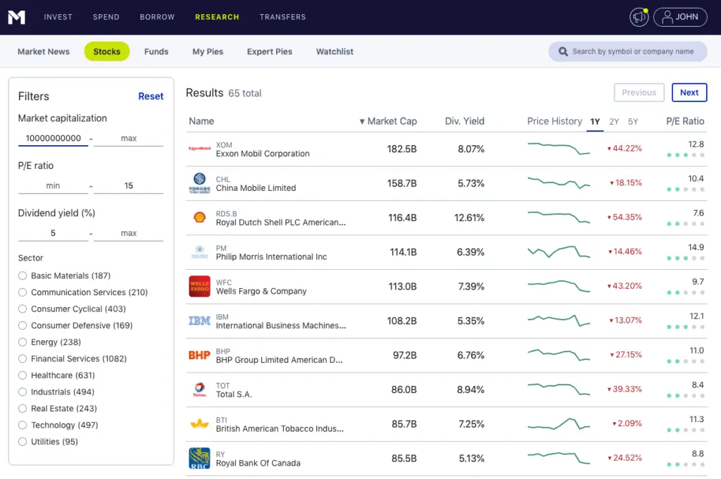 m1 finance dividend investing yield screener