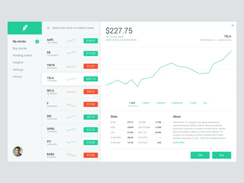 robinhood user interface screenshot