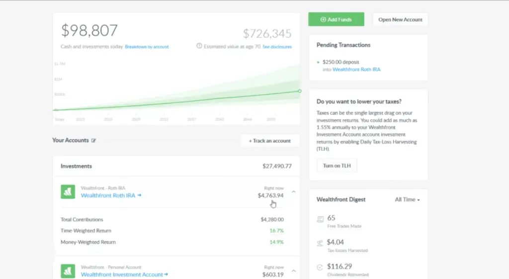 wealthfront interface 2