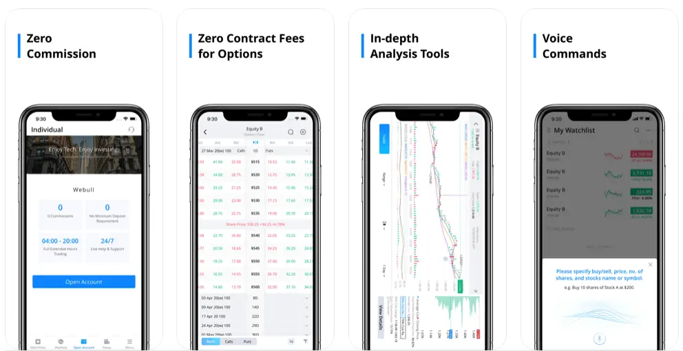 webull mobile app screenshots